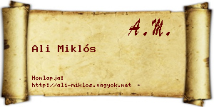 Ali Miklós névjegykártya